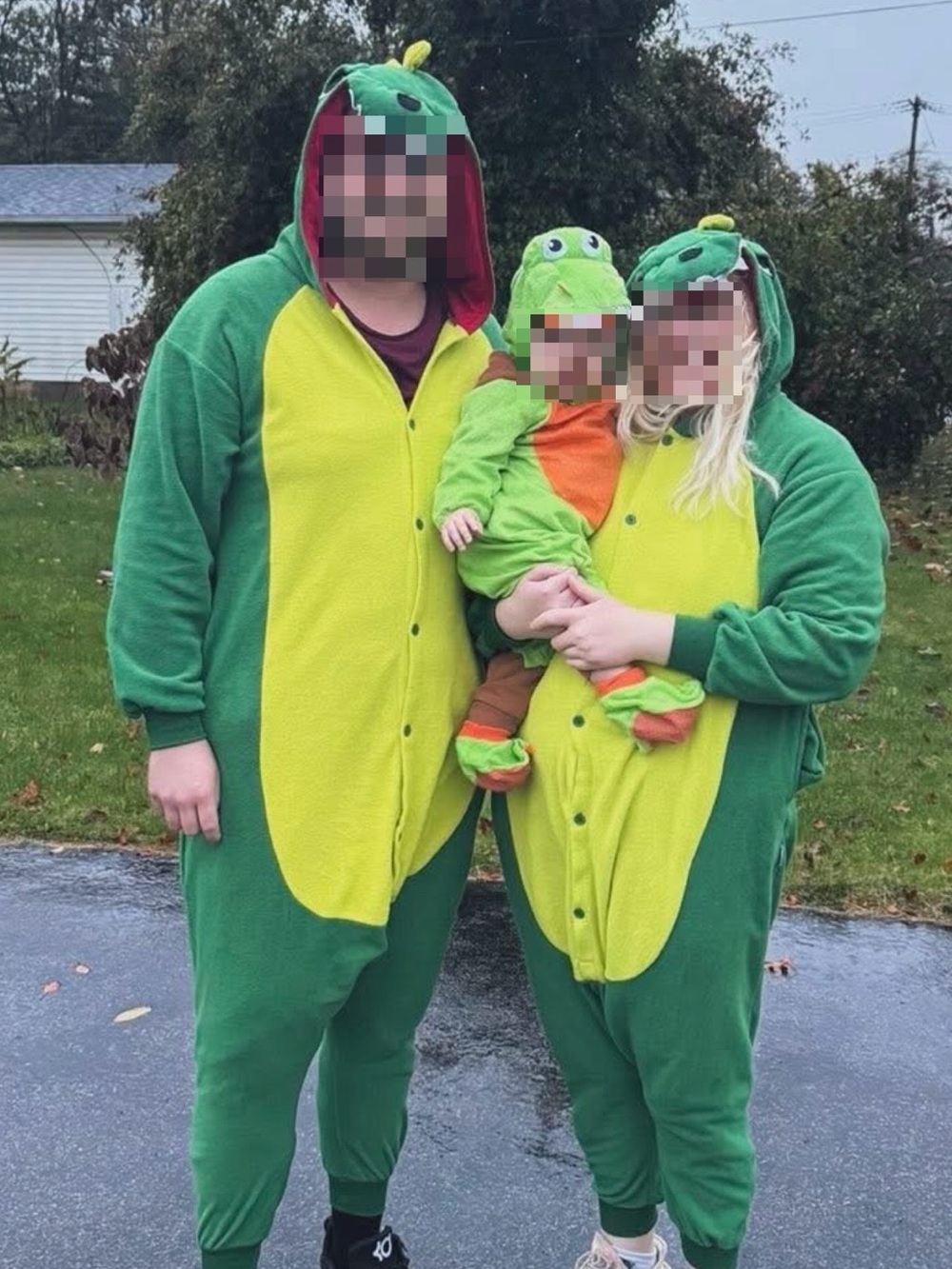 Family Green Dinosaur Kids Costume Onesies - Plush Hooded Jumpsuit